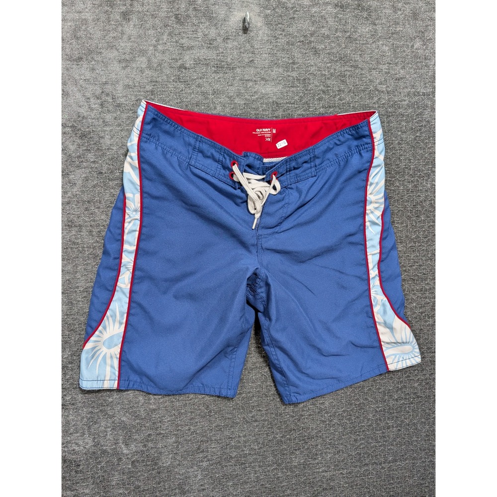Old Navy Mens Blue Tropical Floral Side Panel Board Shorts Swim Trunks Size M
